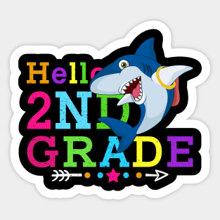 Shark Hello 2nd Grade Tshirt Teachers Kids Back to school Gifts Sticker